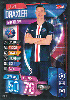Julian Draxler Paris Saint-Germain 2019/20 Topps Match Attax CL #PSG8